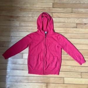 Eric Bompard Paris 100% Cashmere Full Zip Hoodie Pink Kids Size 10A Luxury Knit